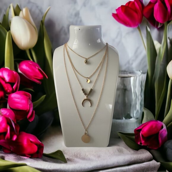 Vintage Multilayer Gold Necklace - Picture 6 of 6